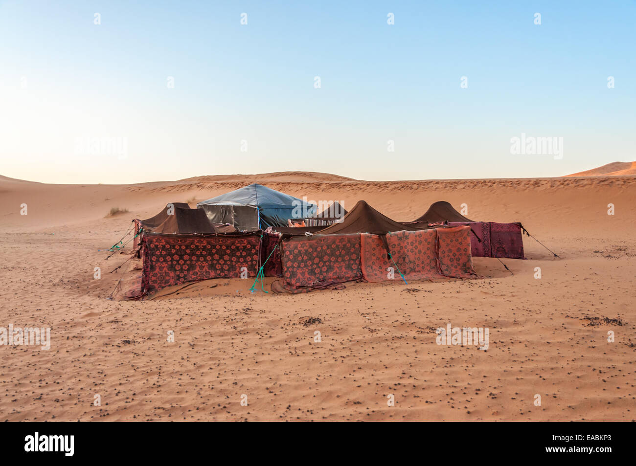 Bedouin camp in the sahara desert. Morocco, Africa Stock Photo