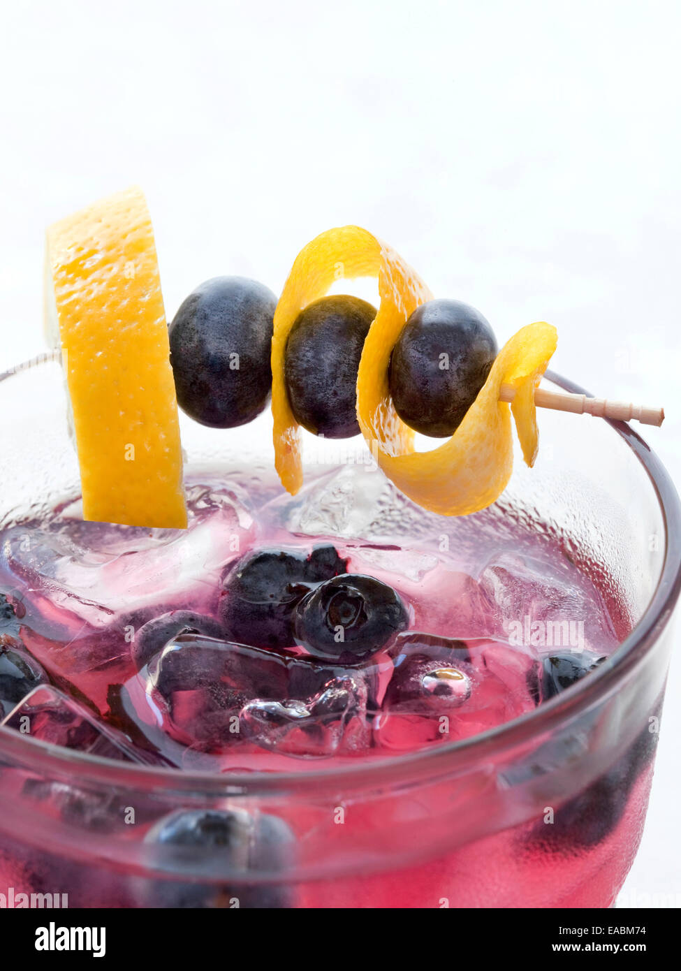 Blueberry and Lemon Drink Garnish Stock Photo