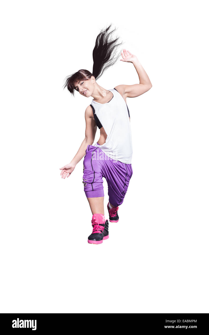 a women in sport dress at fitness dance exercise or aerobics Stock Photo