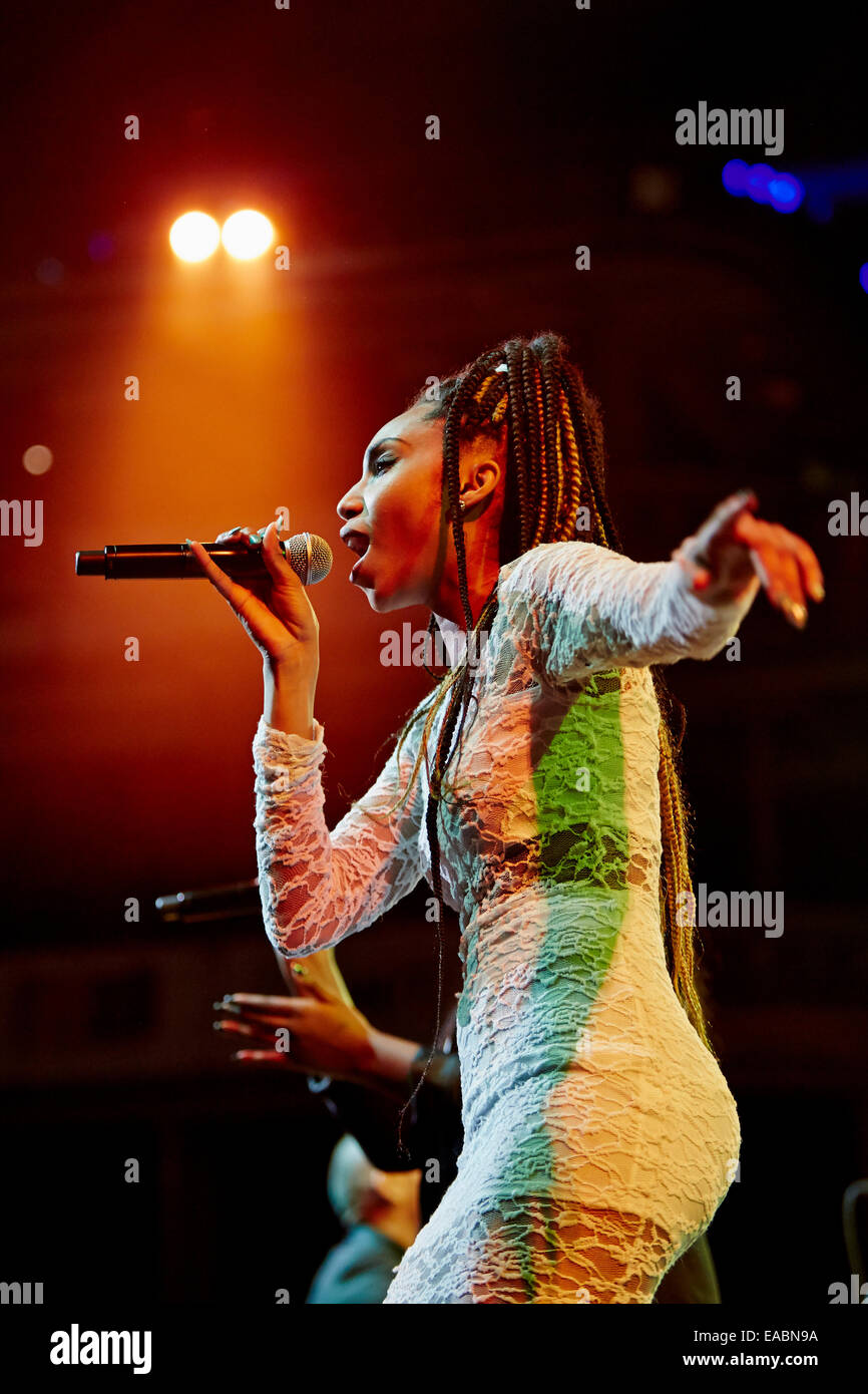 London, UK. 10th November, 2014. Vocalize from Sedgehill School who have their own record label XFade sing urban, RnB, pop infusion at the Music for Youth Schools Prom 2014 at the Royal Albert Hall. Credit:  Alick Cotterill/Alamy Live News Stock Photo