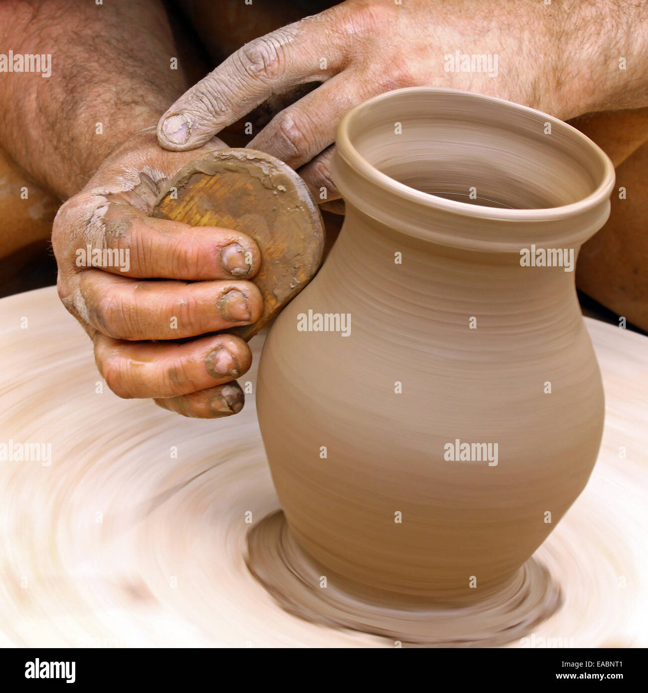 Potter Makes on the Pottery Wheel Clay Pot. Hands of the Master Close-up  during Work Stock Image - Image of shape, kickwheel: 225021903