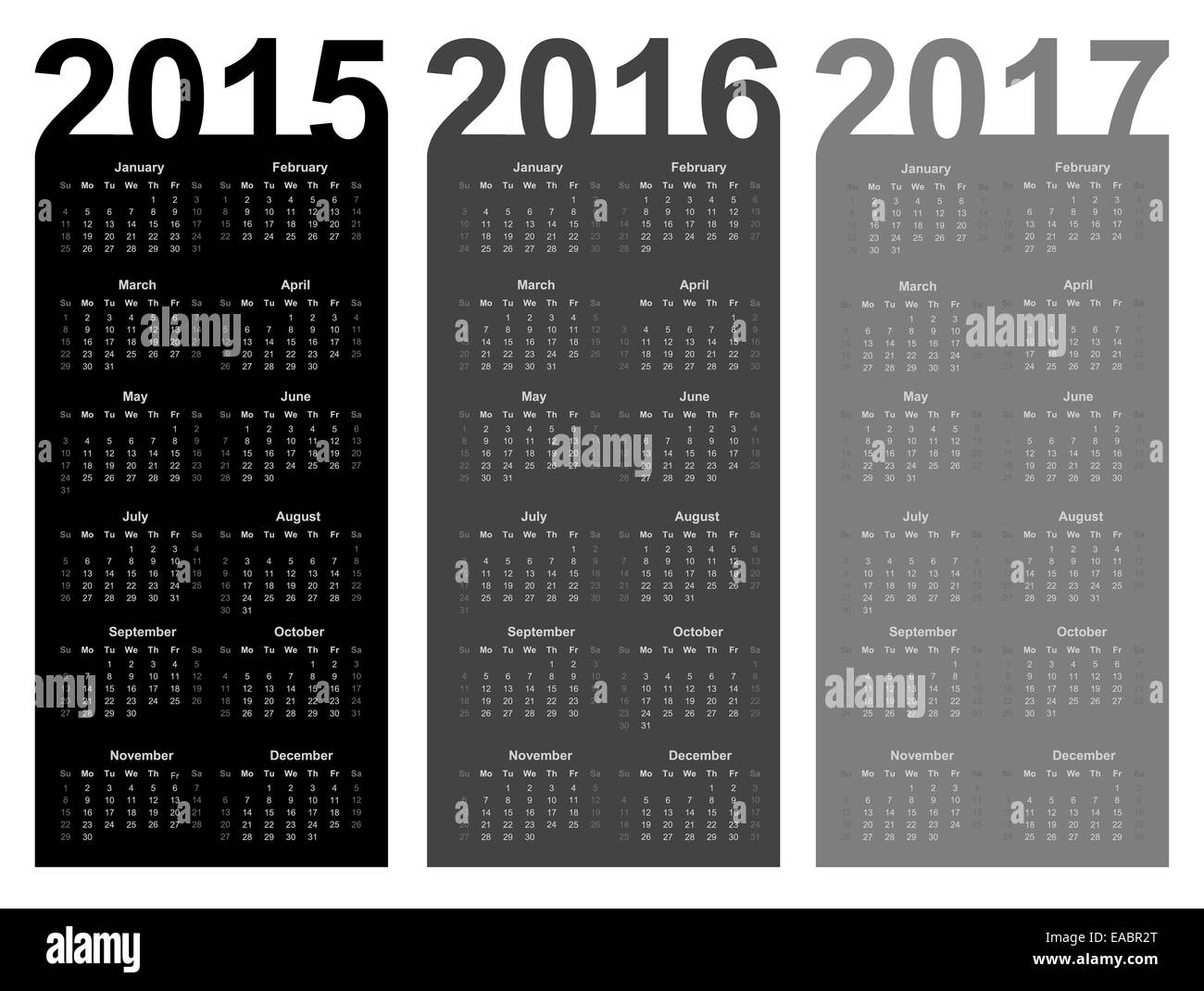 Simple calendar 2015, 2016, 2017 Stock Photo Alamy