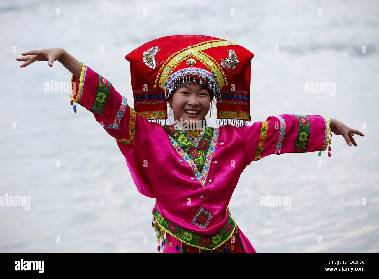 China Guilin Li river woman wearing a traditional costume Stock Photo