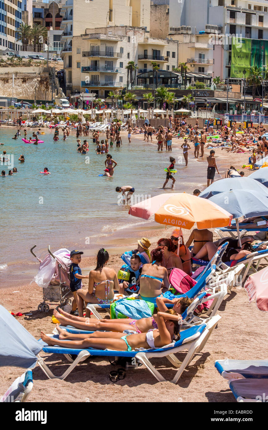 malta-the-beach-at-st-georges-bay-near-paceville-stock-photo-alamy