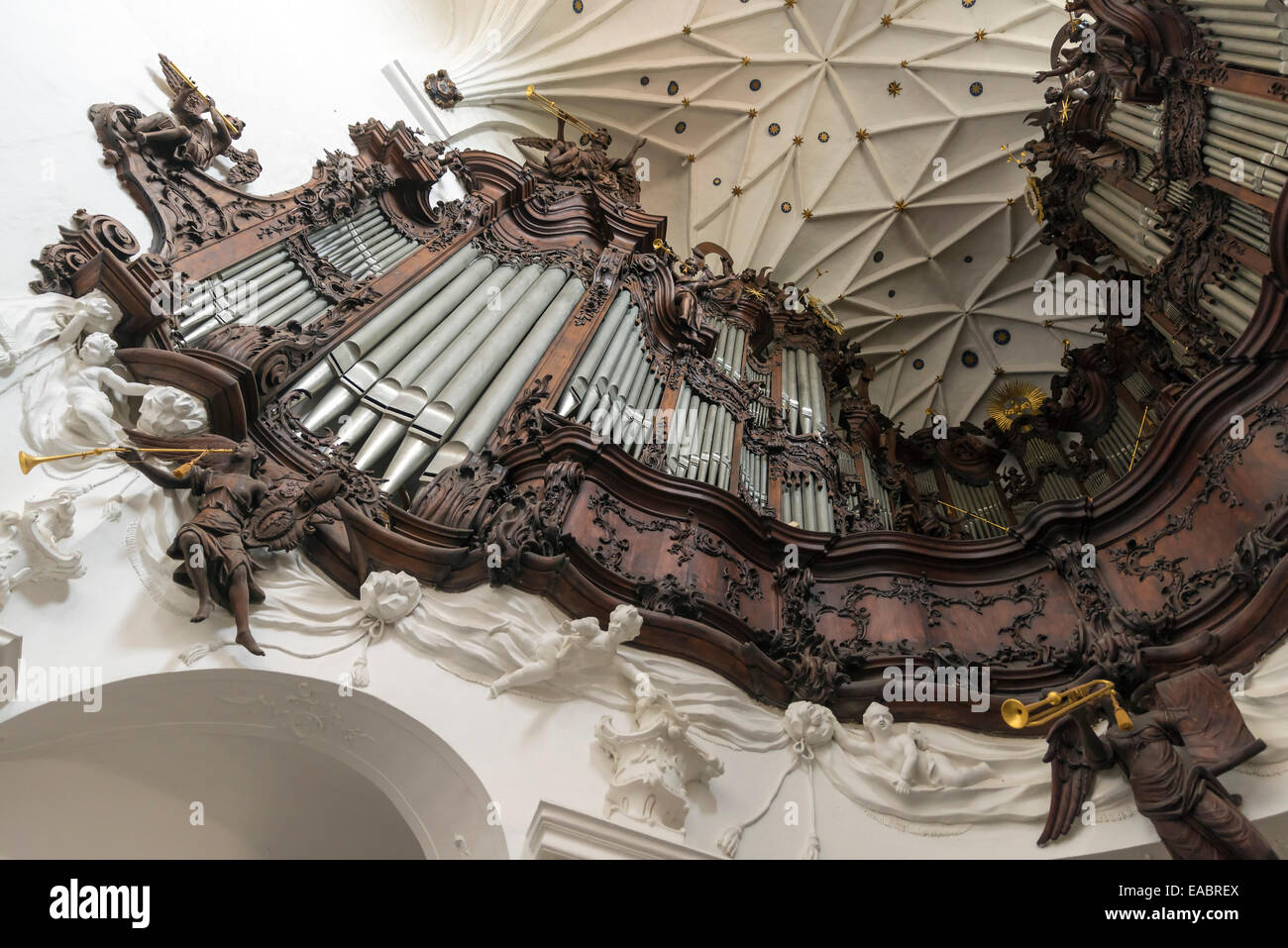 GDANSK, POLAND -OCTOBER 22, 2014: Great organ of Oliwa Archcathedral on 6 May 2013. Great Oliwa organ constructed between the ye Stock Photo
