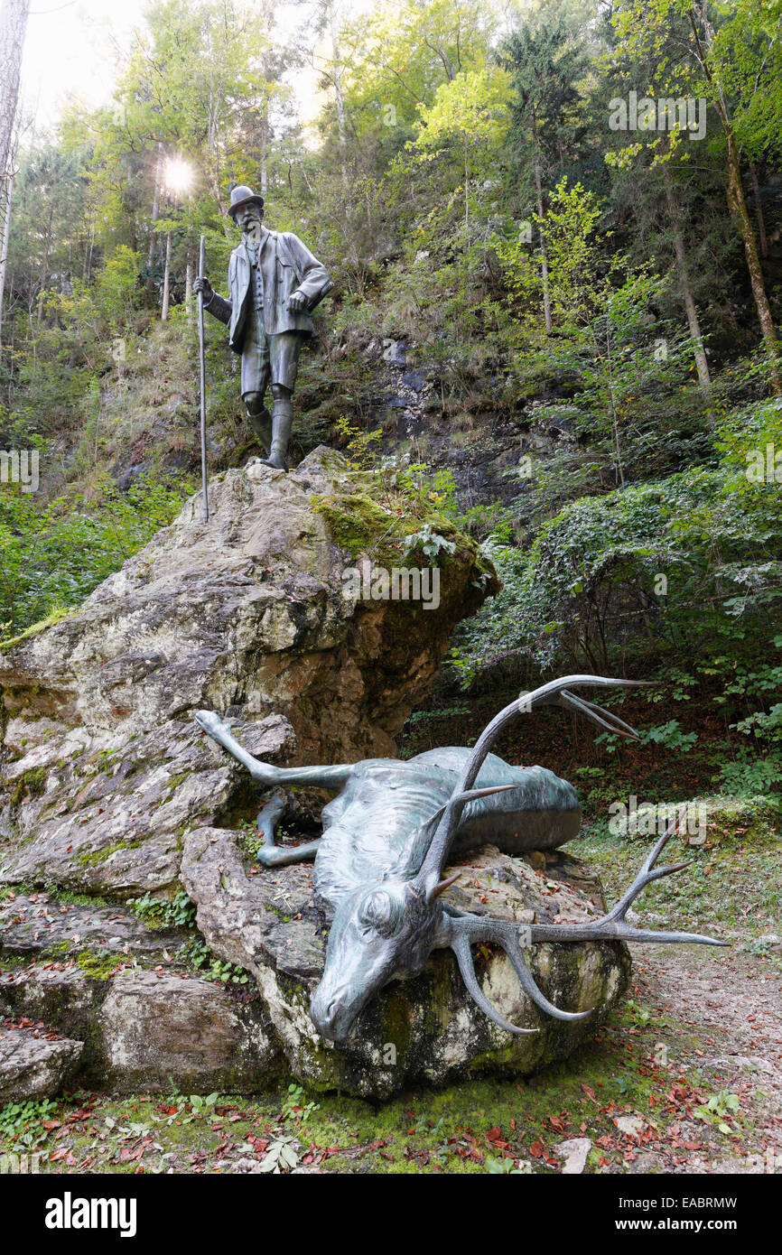 Austria Upper Austria Salzkammergut Bad Ischl Statue of Franz Joseph I of Austria hunter Stock Photo