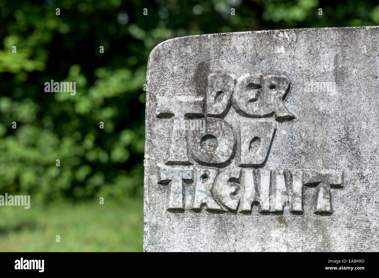 Austria Upper Austria Linz grave yard gravestone with writing The death separates Stock Photo