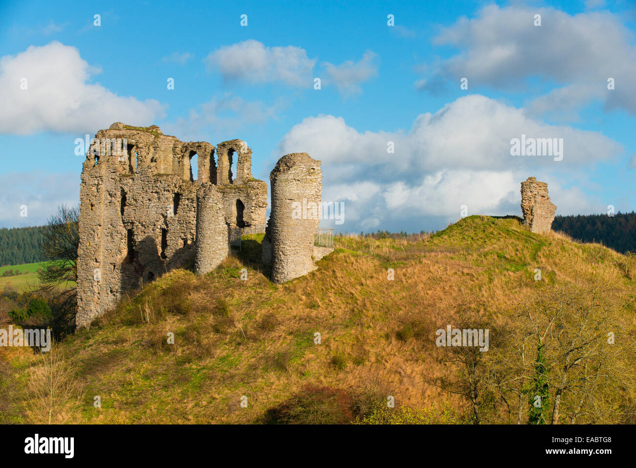 The remains of Clun Castle in South Shropshire, England. Stock Photo