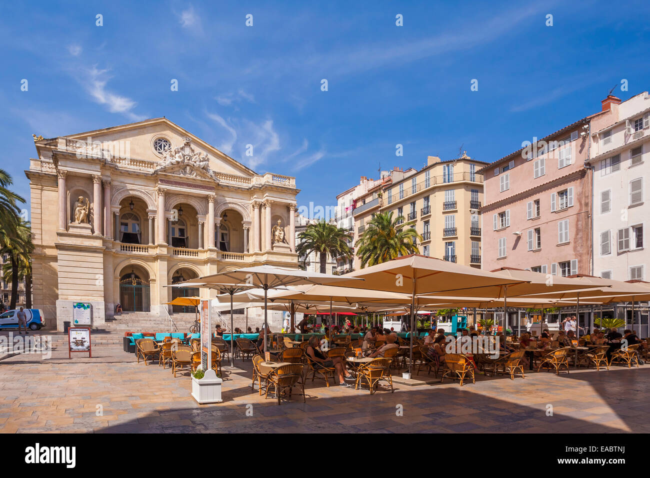 France Provence-Alpes-Cote d'Azur Department Var Toulon Old town Opera house Place Victor Hugo Pavement cafe Stock Photo