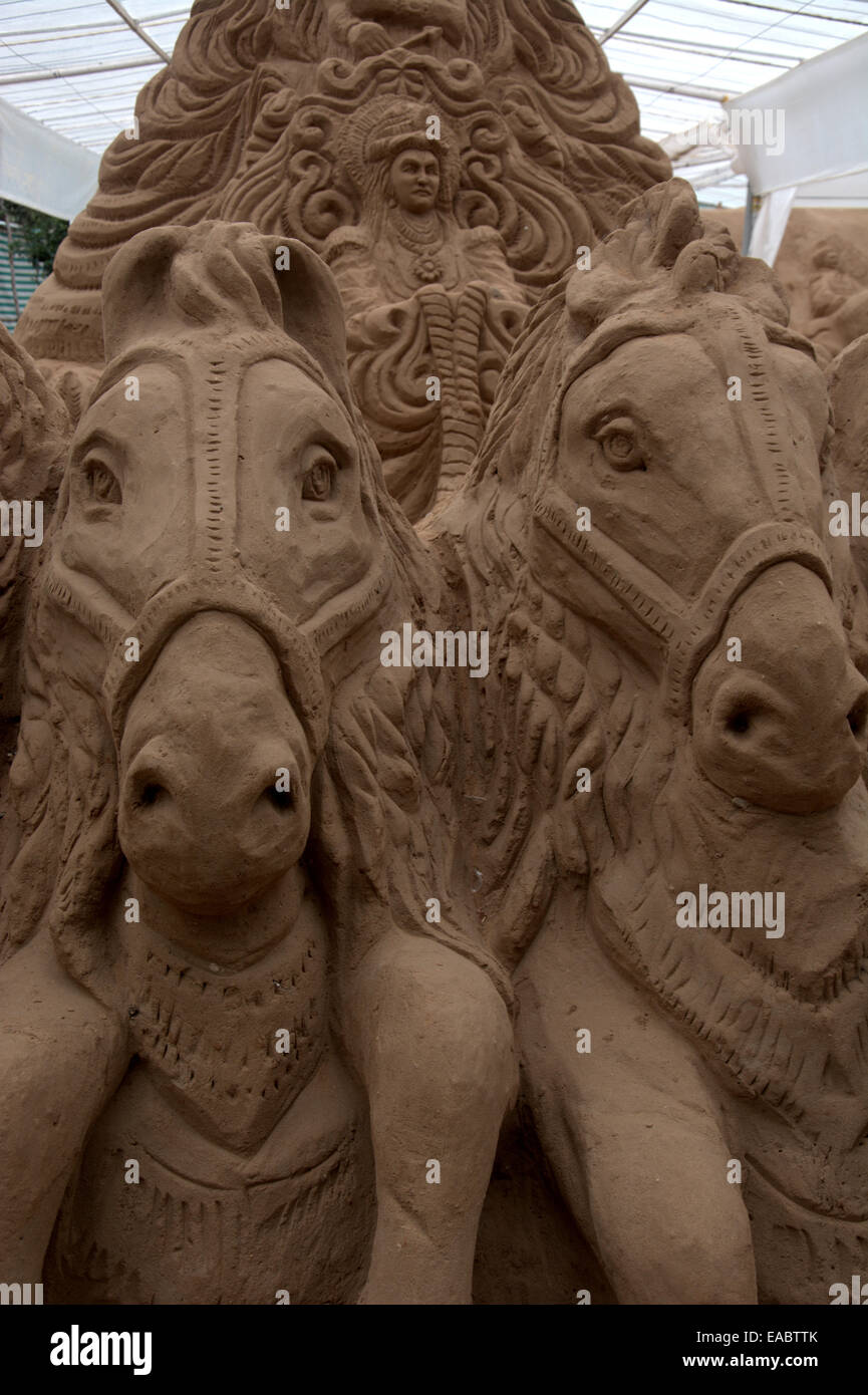 Giant sand sculptures / sand castles by sand artist M.N. Gowri. Mysore
