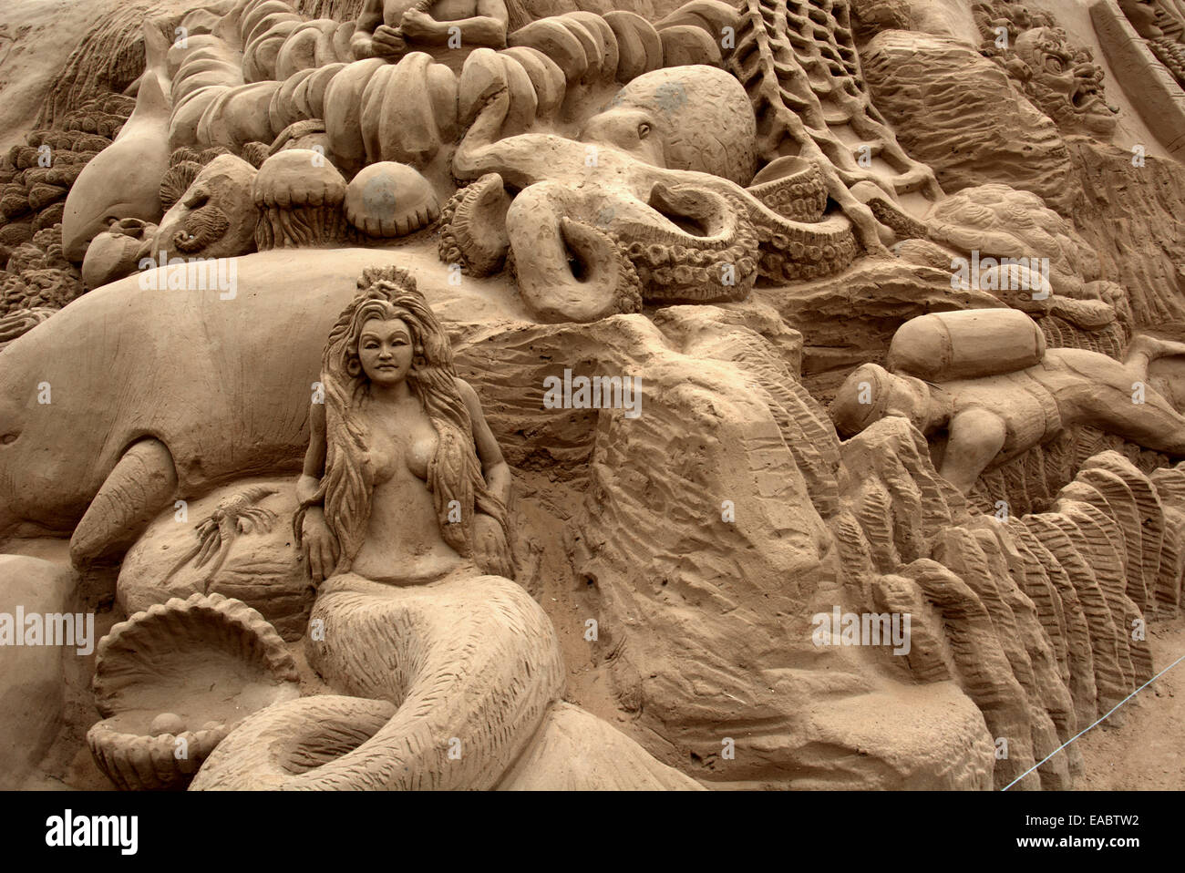 Giant sand sculptures / sand castles by sand artist M.N. Gowri. Mysore