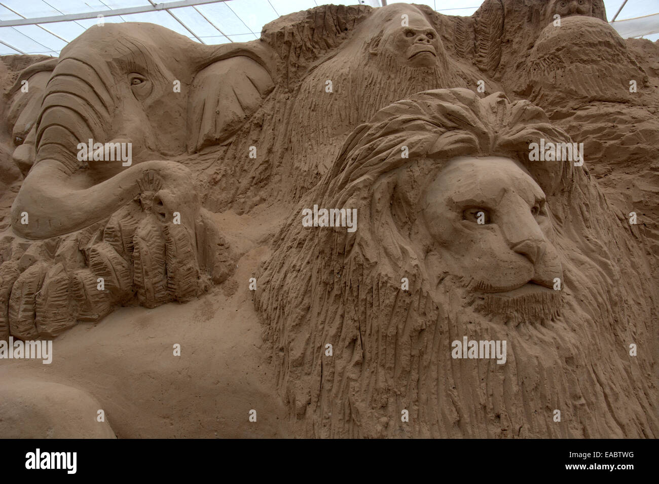 Giant sand sculptures / sand castles by sand artist M.N. Gowri. Mysore