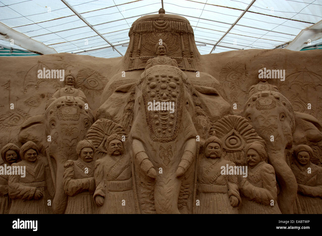 Giant sand sculptures / sand castles by sand artist M.N. Gowri. Mysore