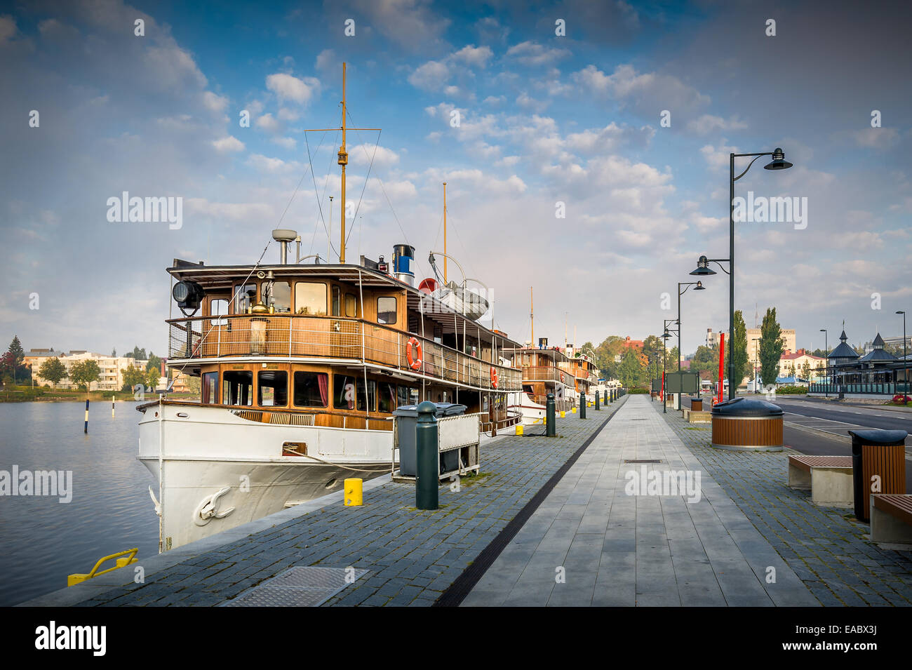 Retro excursion boat Stock Photo