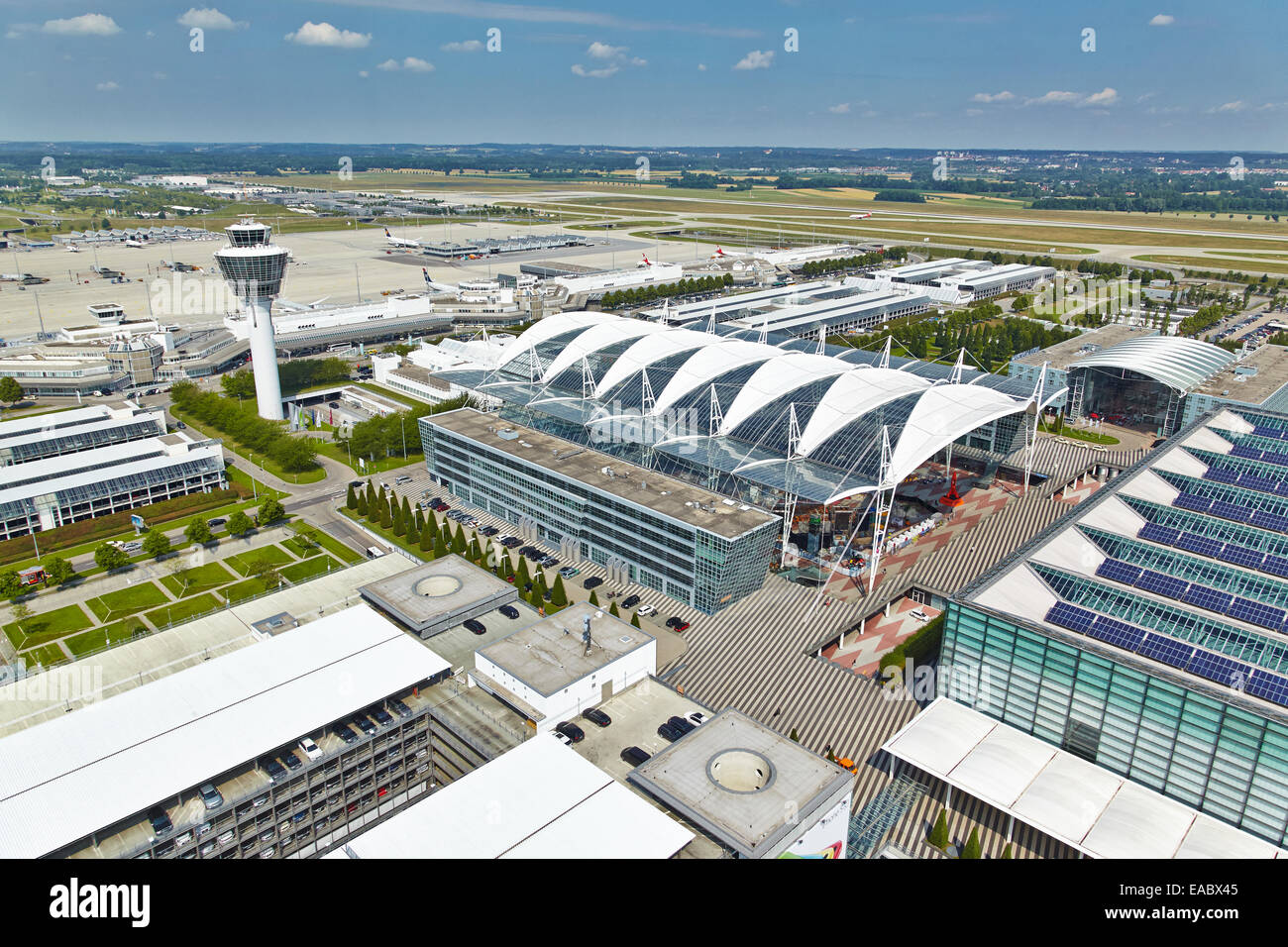 Germany Bavaria Munich aerial view of Munich airport Stock Photo - Alamy