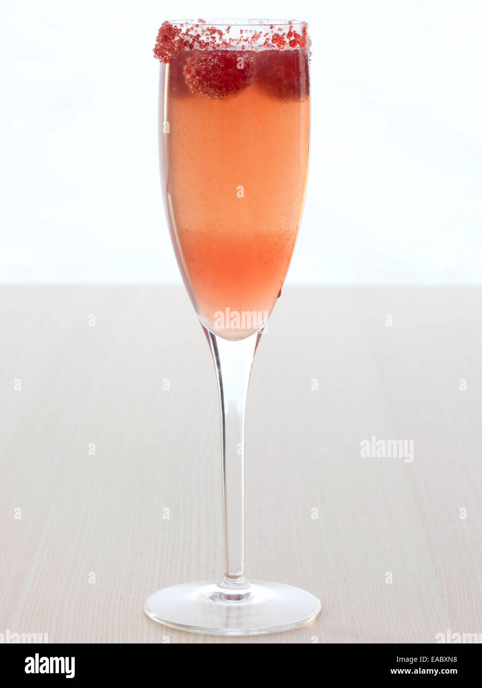 Champagne and Raspberry Cocktail Stock Photo