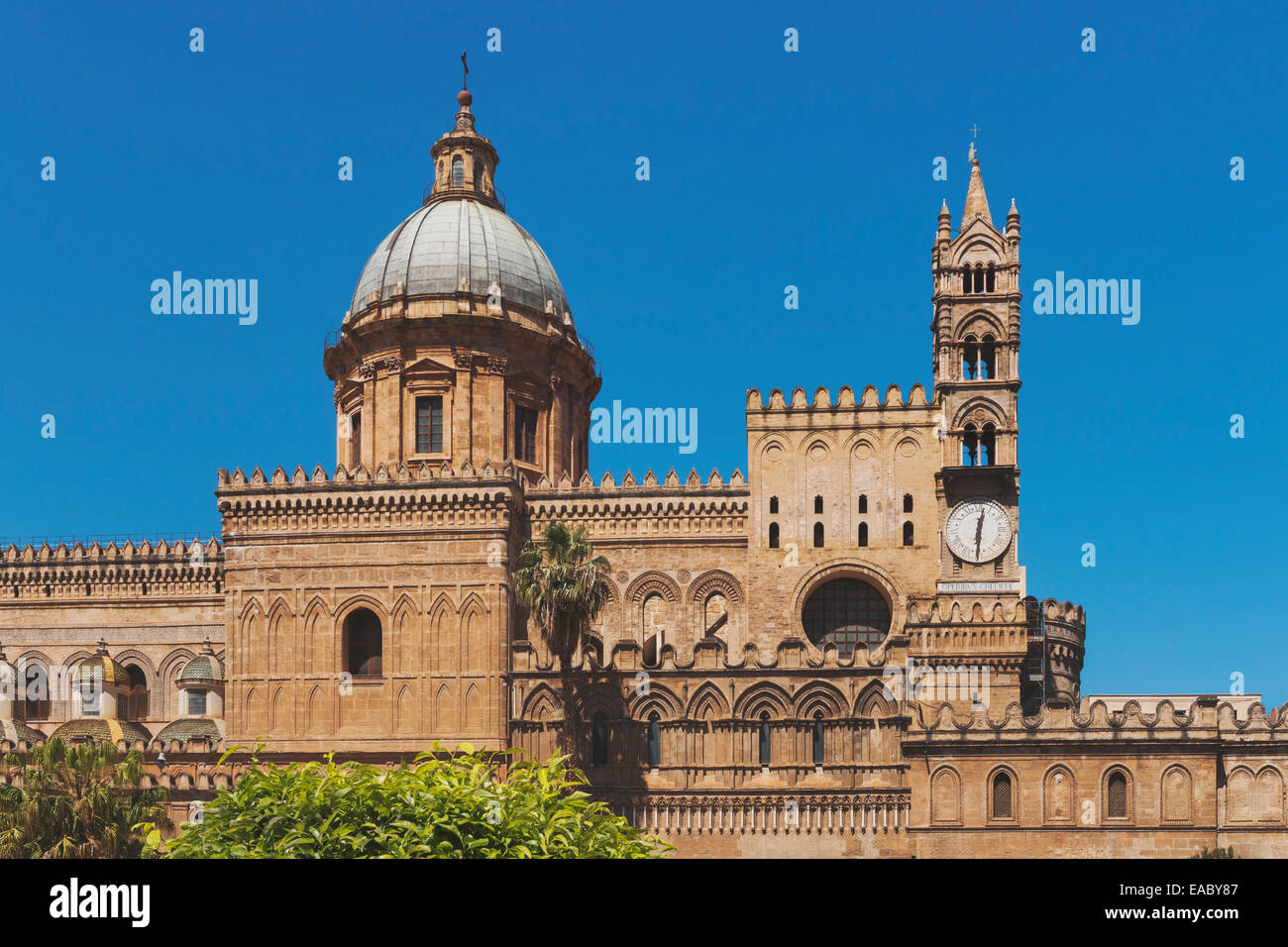 Palermo Cathedral was built in 1185 in the Norman-Arab style and was rebuilt several times, Palermo, Sicily, Italy, Europe Stock Photo