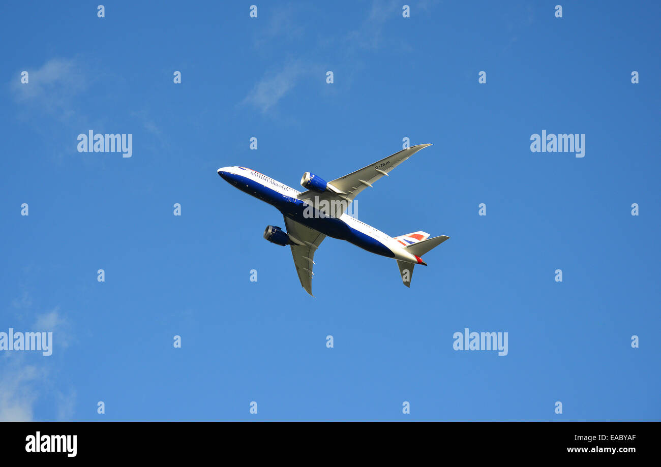 British Airways Boeing 787 Dreamliner taking off from Heathrow Airport, Hounslow, Greater London, England, United Kingdom Stock Photo
