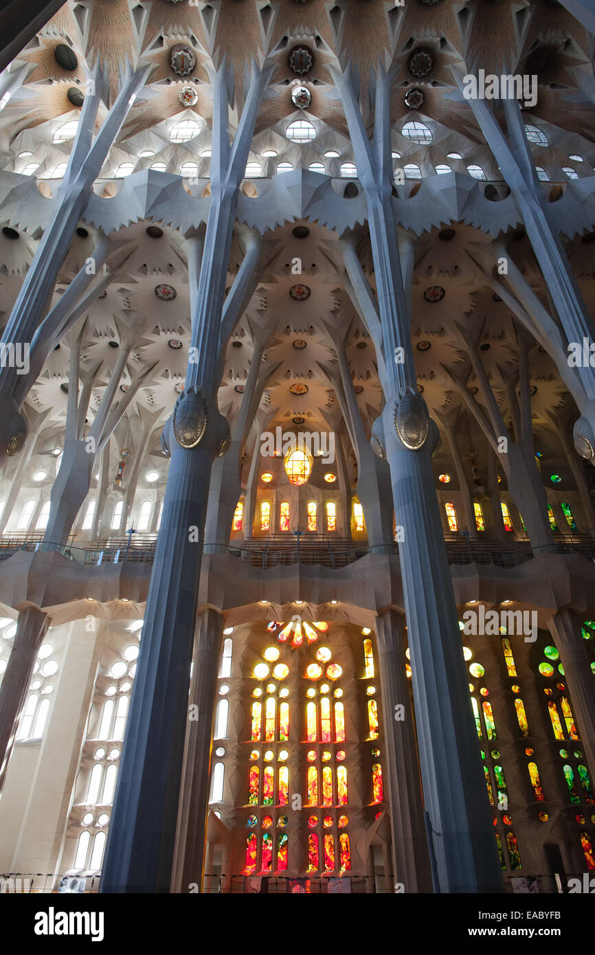 Stained glass windows in the Sagrada Familia in Barcelona, Catalonia, Spain Stock Photo Alamy