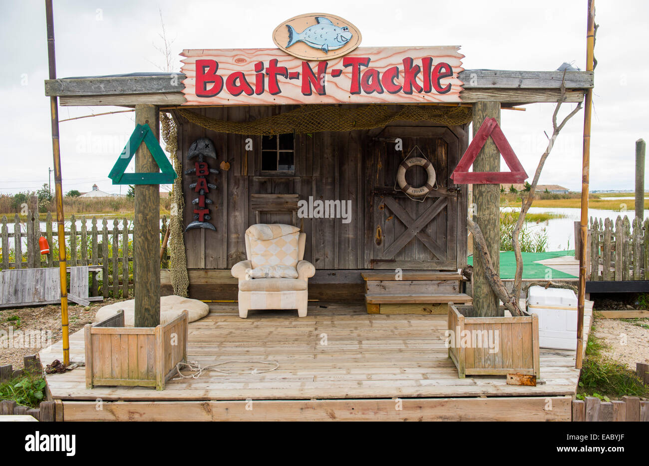 Waterfront Bait and Tackle Shop near Ocean City, New Jersey USA Stock Photo  - Alamy