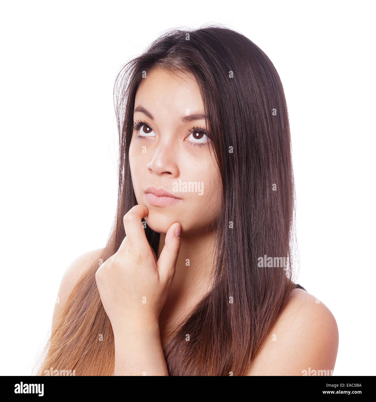 young asian woman thinking Stock Photo