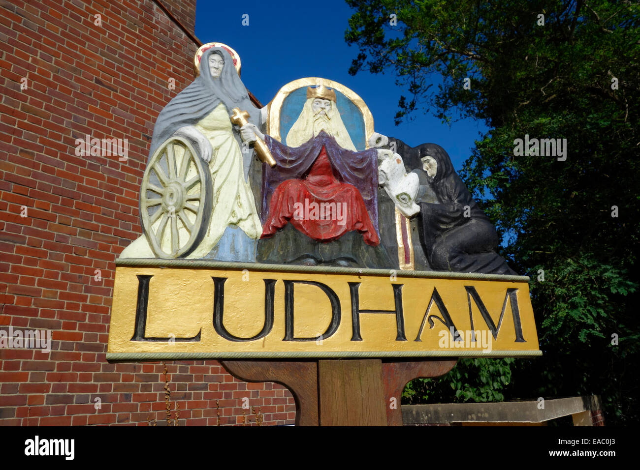 Village sign at Ludham, Norfolk Broads Stock Photo