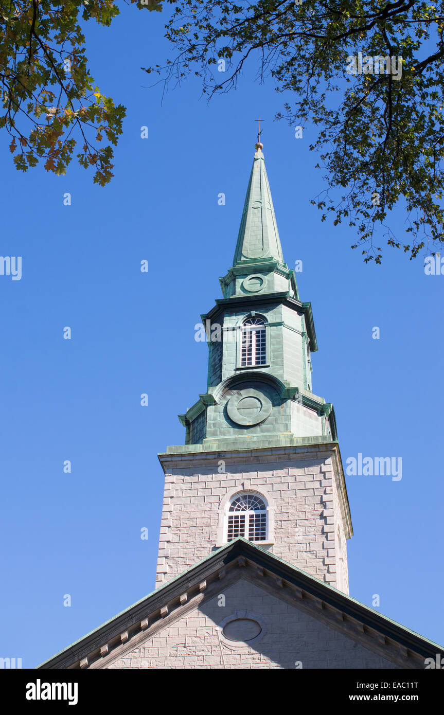 The spire of Holy Trinity Anglican Cathedral, Quebec City, Quebec, Canada Stock Photo