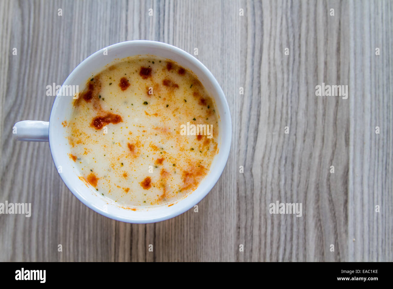 Traditional Turkish yoghurt soup made of yoghurt, egg, oil, rice Stock