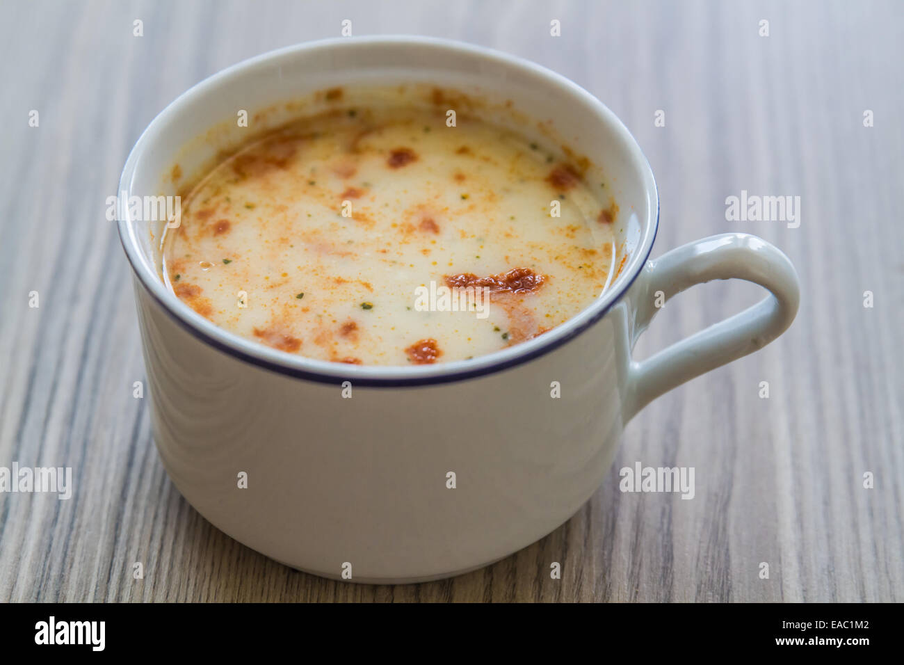 Traditional Turkish yoghurt soup made of yoghurt, egg, oil, rice Stock