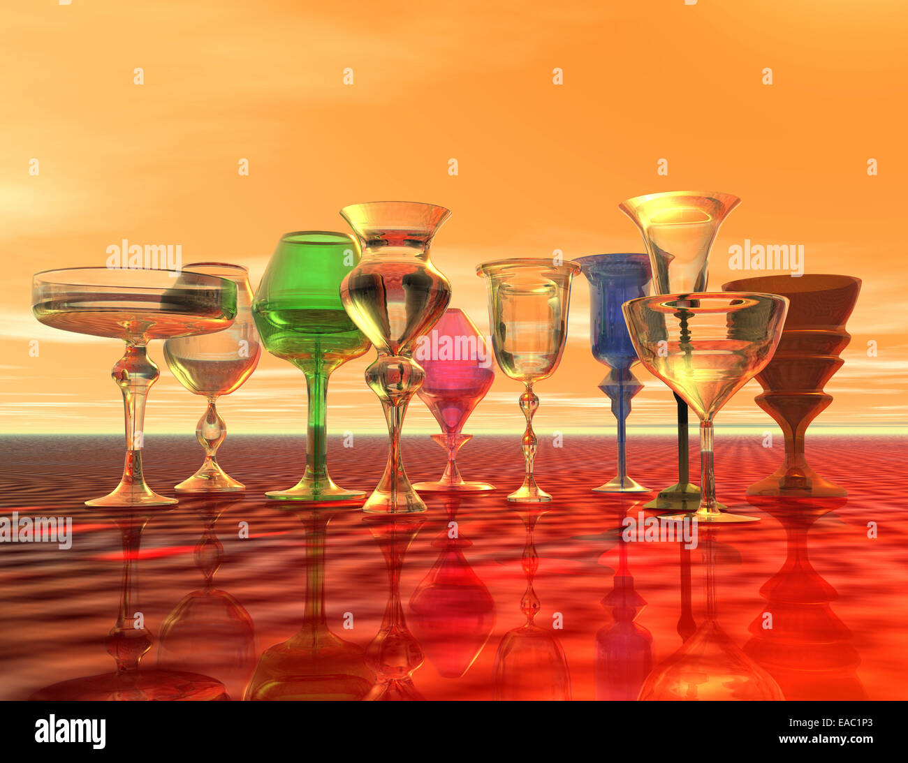 digital rendering of goblets Stock Photo