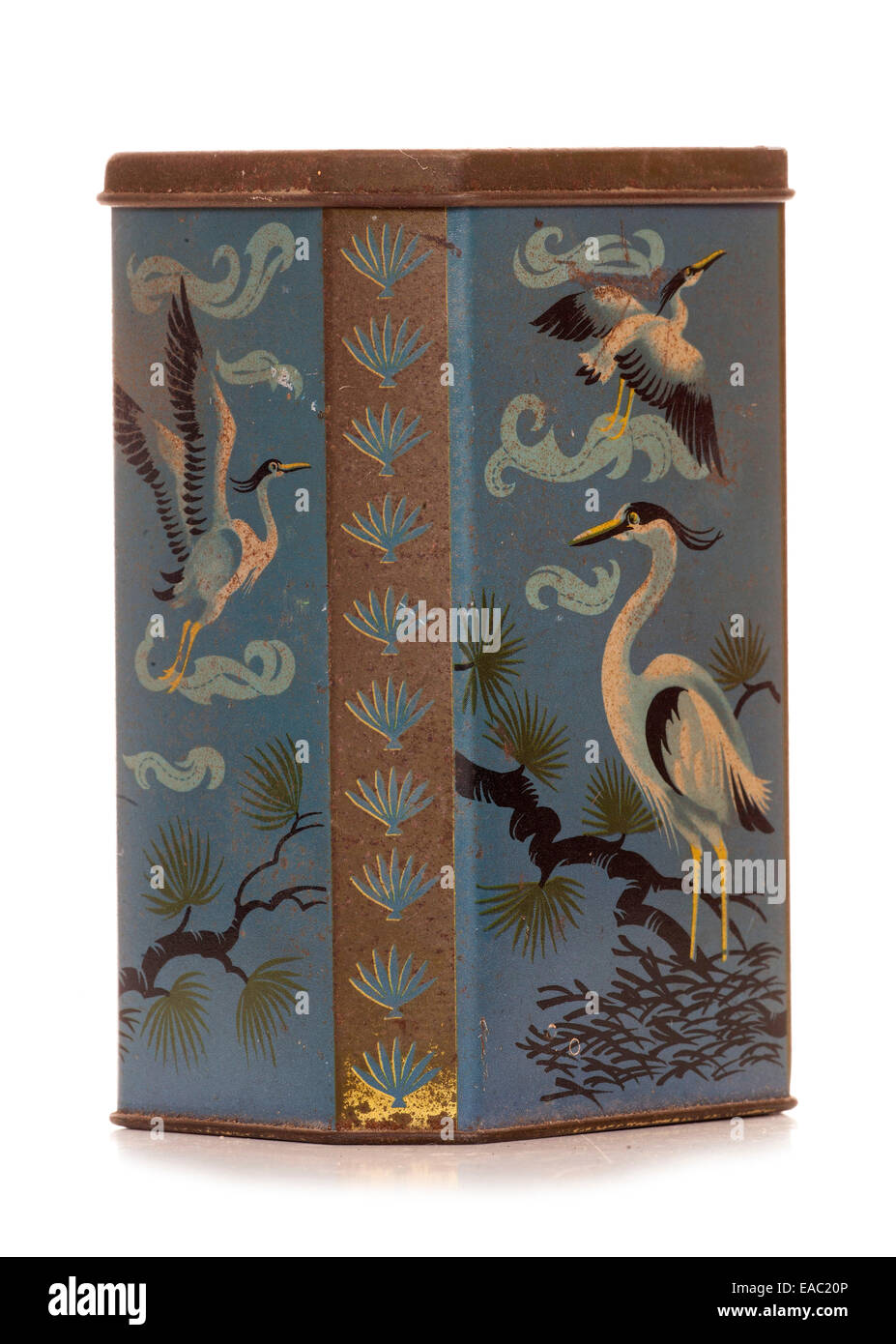 vintage rusty heron bird themed tin abstract Stock Photo