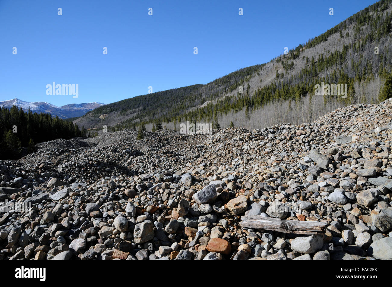 Piles of rocks and boulders left in French Gulch, Breckenridge. They