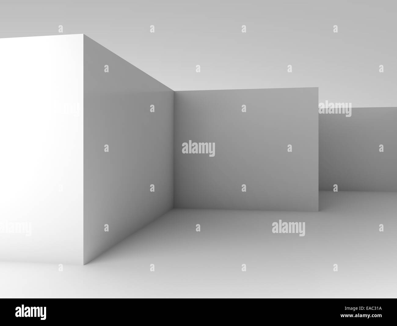 Abstract architectural 3d background, white empty room interior with ...
