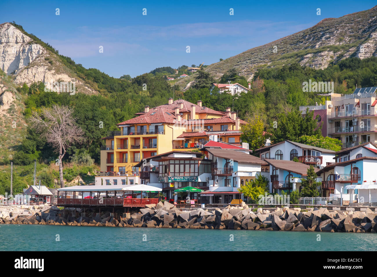 Summer landscape of Balchik town, coast of the Black Sea, Varna region ...