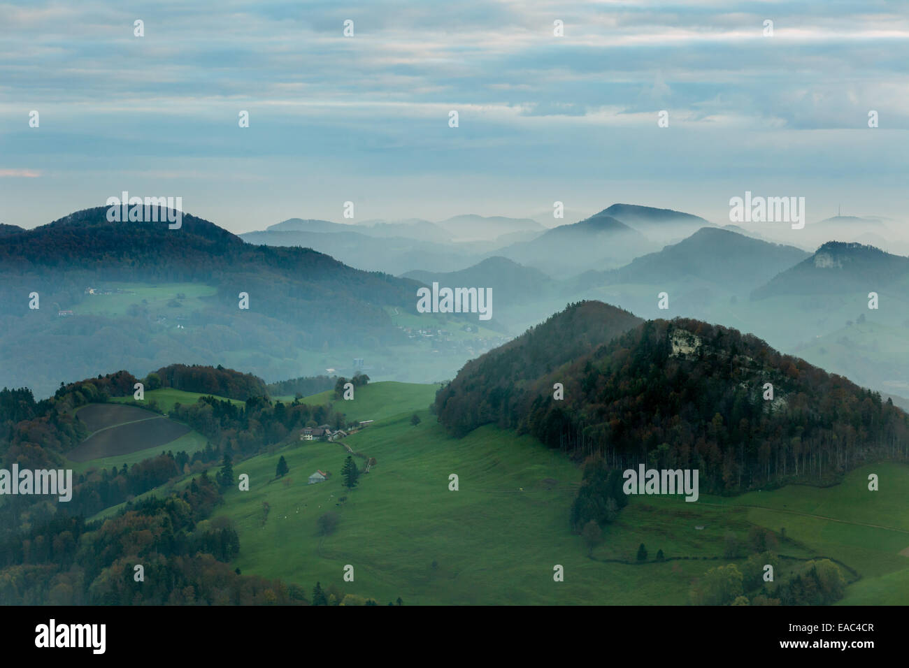 Morning view from Belchenflue peak, canton of BaselLandschaft, Switzerland Stock Photo Alamy