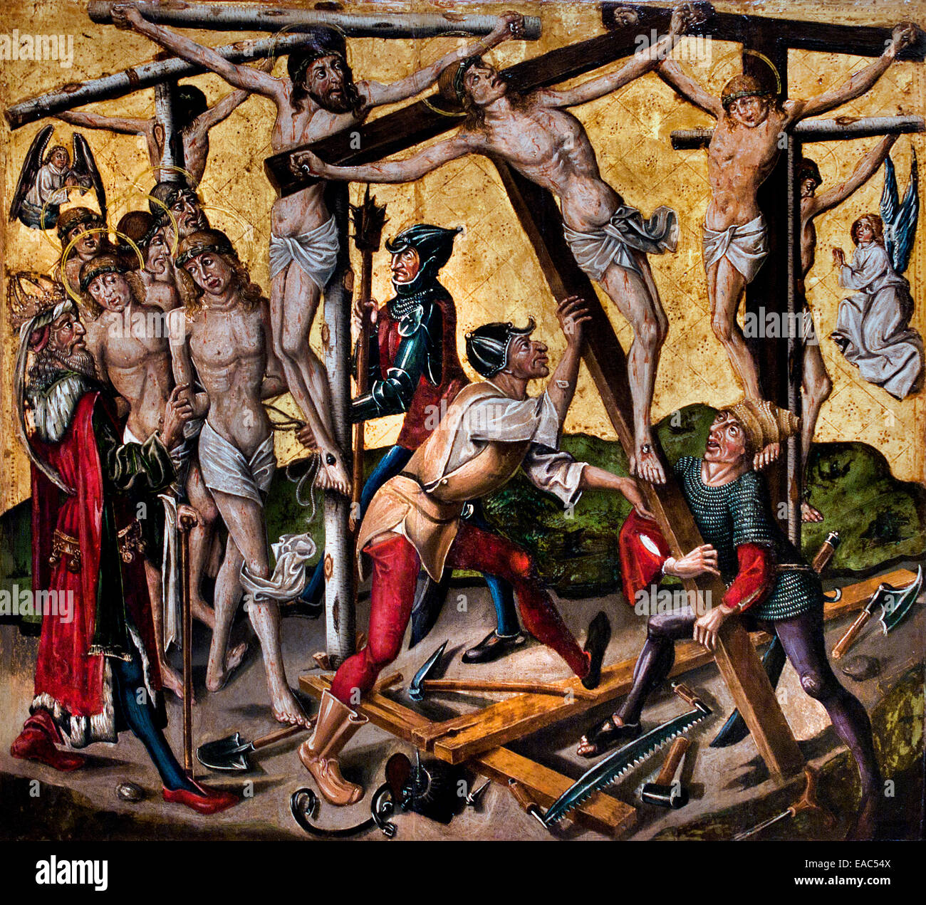 saints martyrs crucified German 15th Century Stock Photo