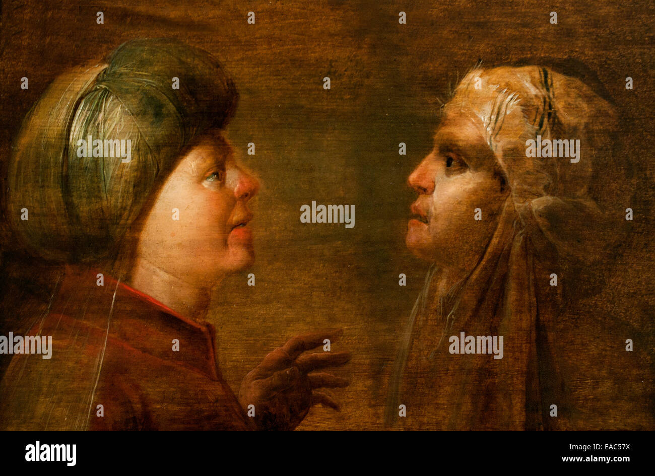 Two heads fantasy profile views by Jan van de Venne 1600-1651 Flemish Belgian Belgium Stock Photo