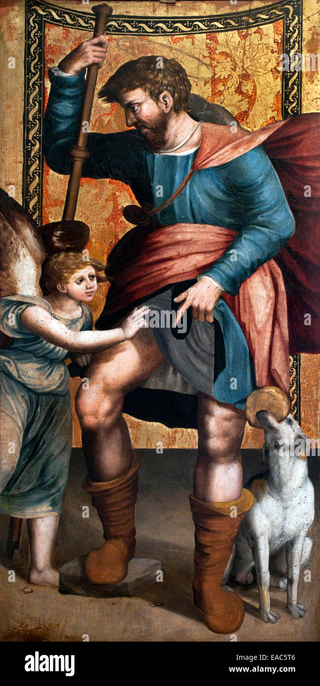 Saint Roch et l'ange - Saint Roch and the Angel by Pierre Malet born in Tournus 1530 France French Stock Photo