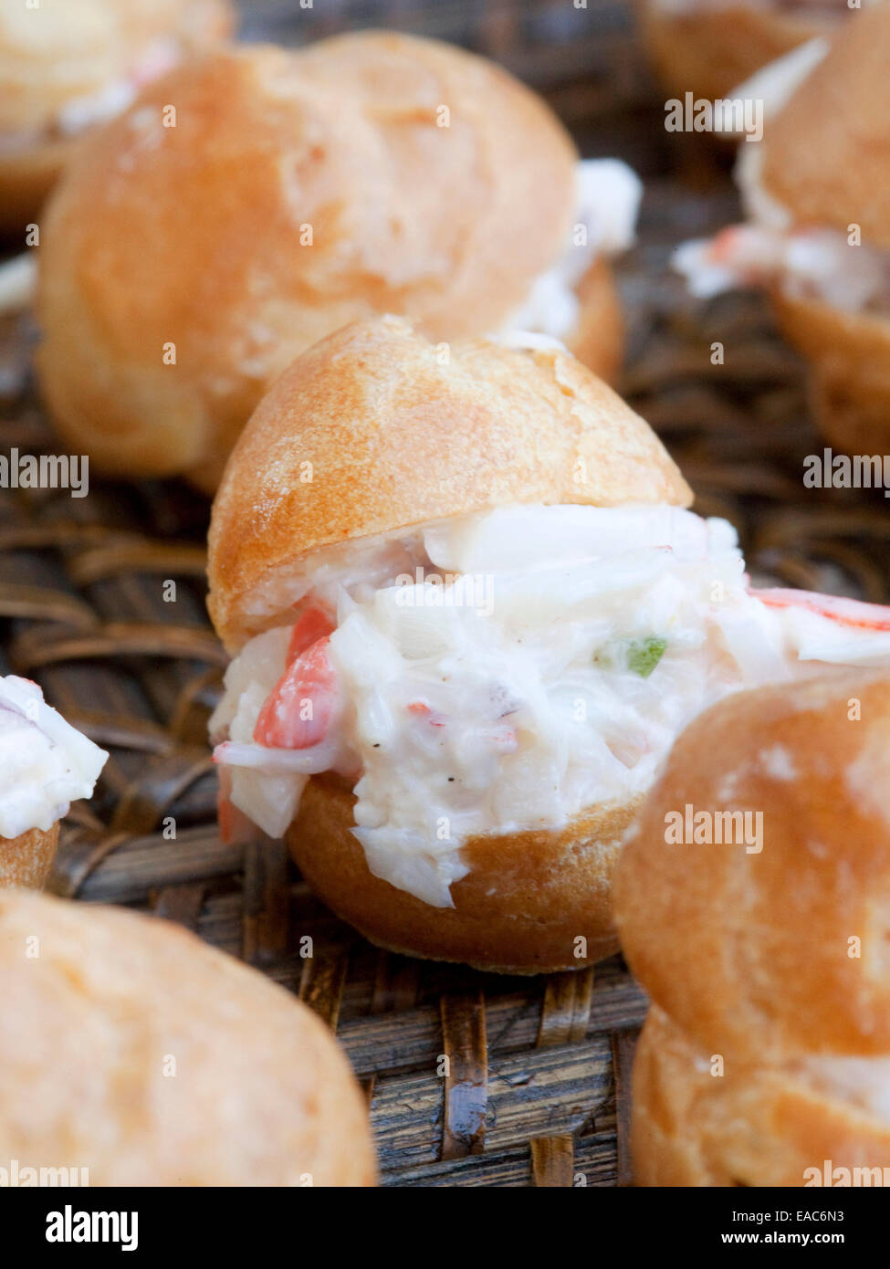 detail of detail of mini lobster roll hors d'oeuvres Stock Photo