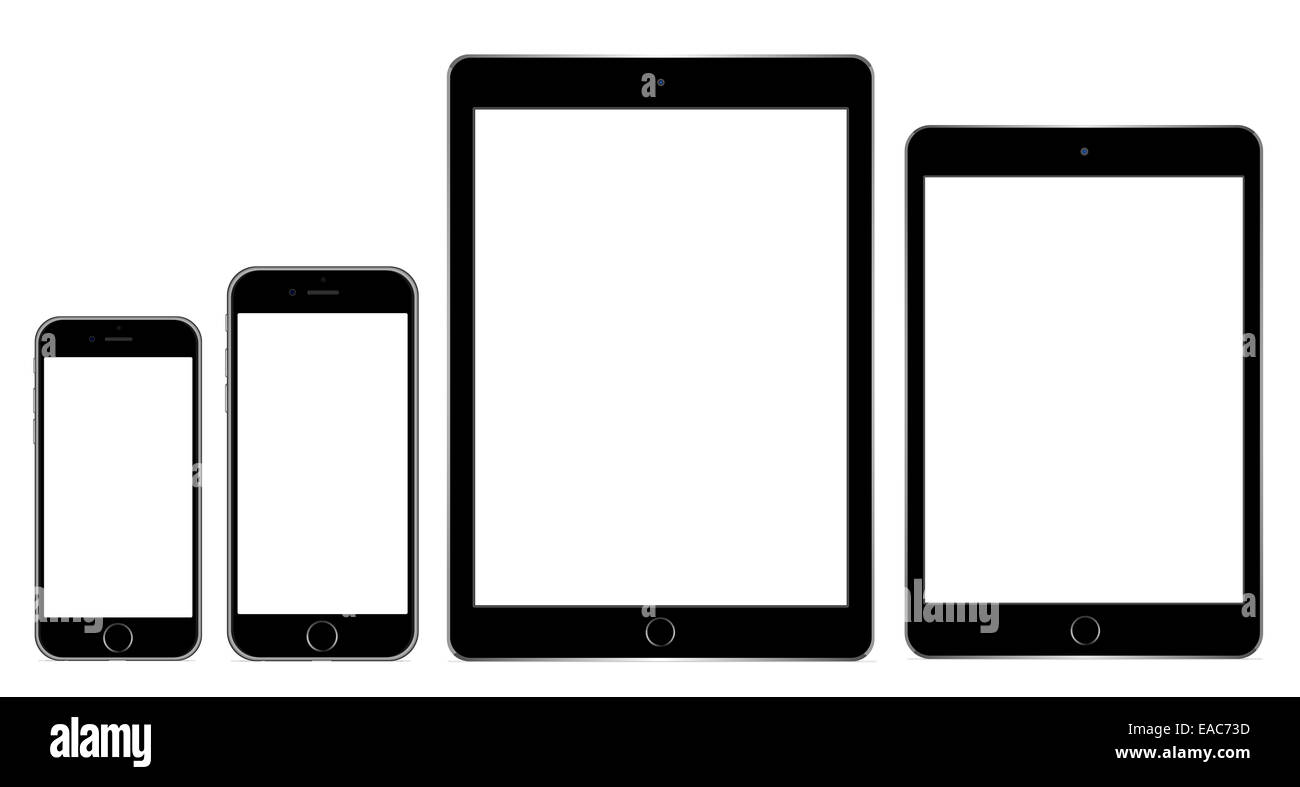 Iphone 6 plus IPad Air 2 and iPad mini 3 Stock Photo