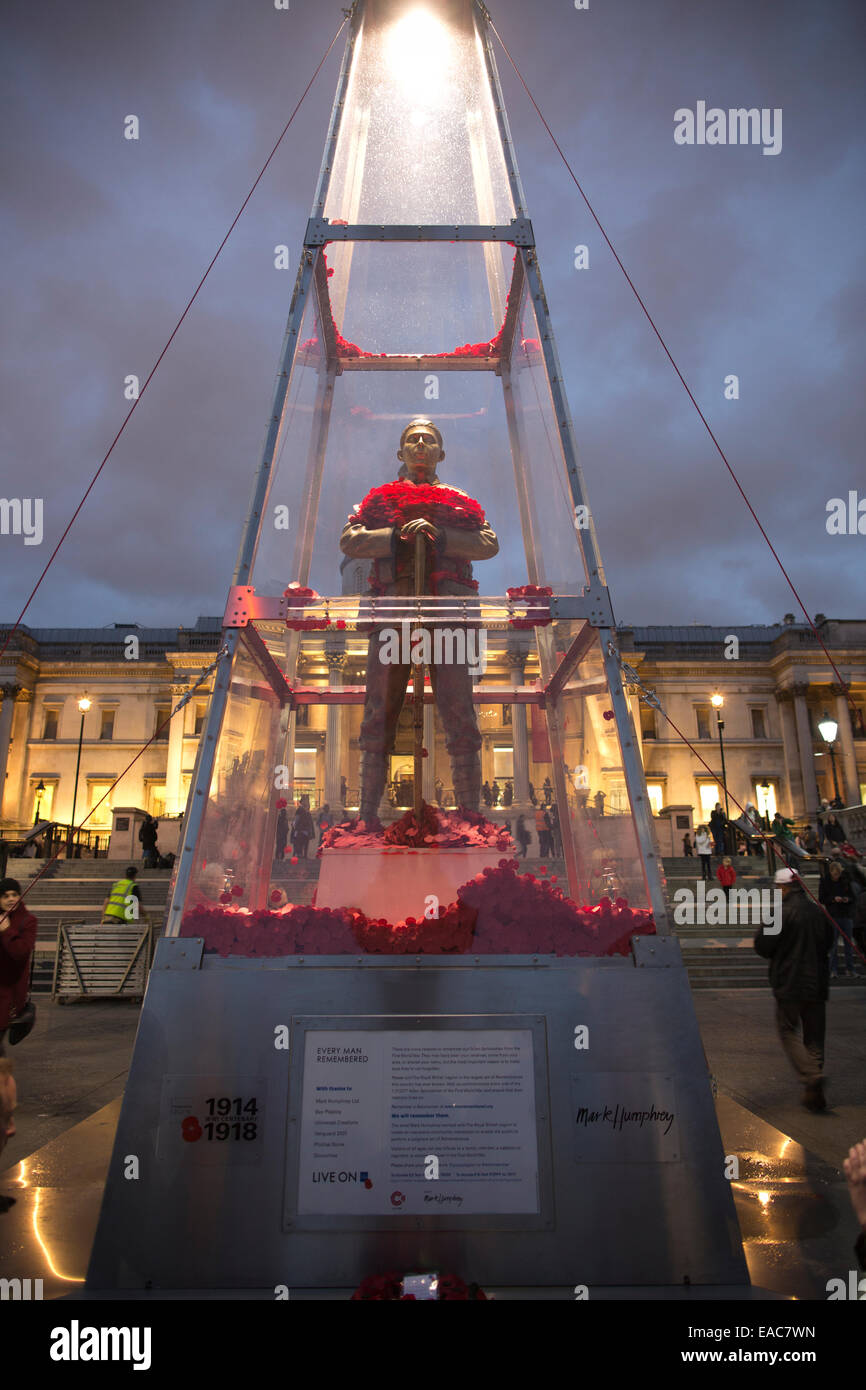 The Every Man Remembered figured sculpture currently based Trafalgar Square, after will go on a four-year tour of Britain Stock Photo