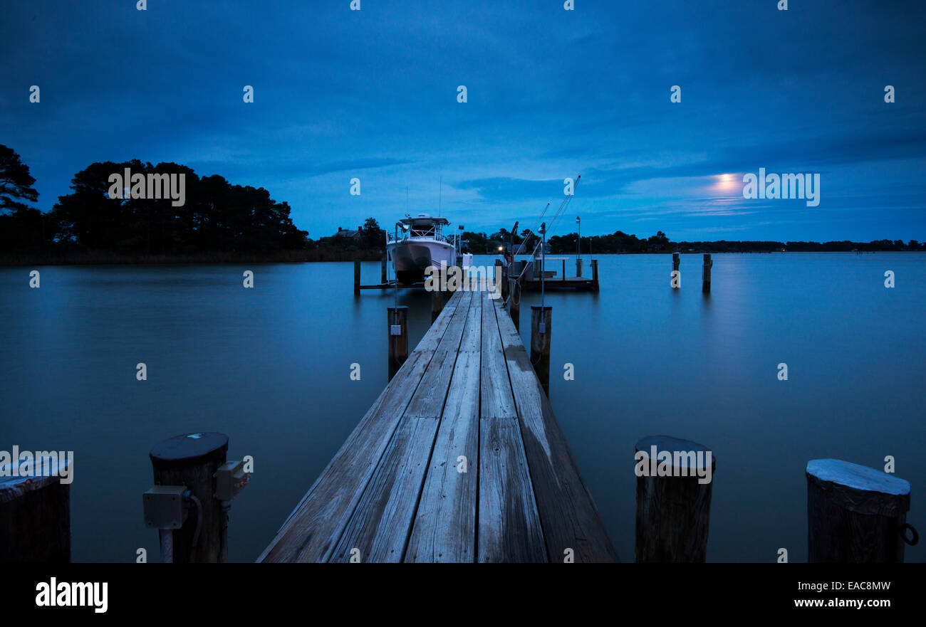Blue hour after sunset, Tilghman Island Talbot County USA Stock Photo
