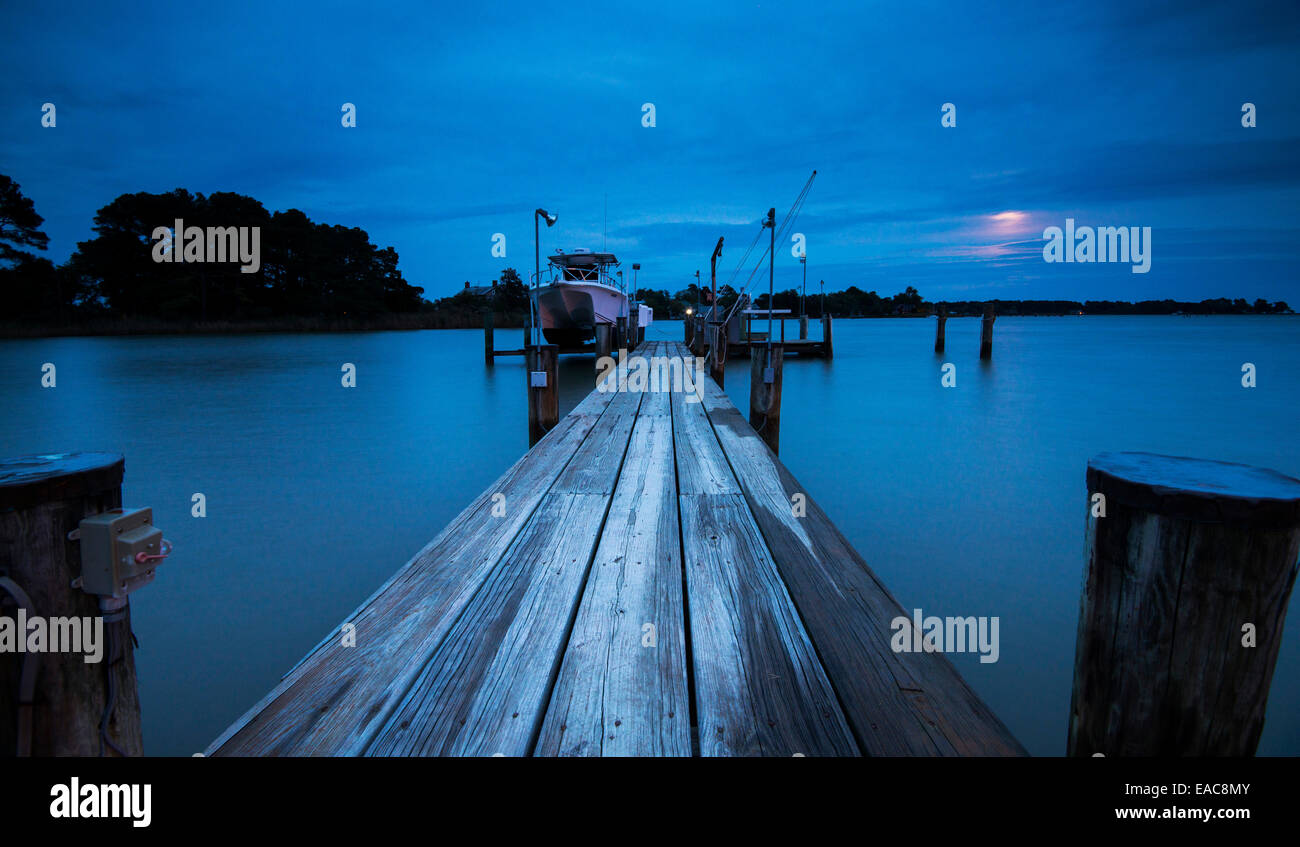 Blue hour after sunset, Tilghman Island Talbot County USA Stock Photo