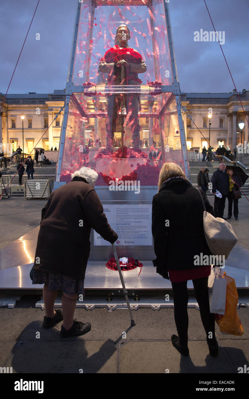 The Every Man Remembered figured sculpture currently based Trafalgar Square, after will go on a four-year tour of Britain Stock Photo