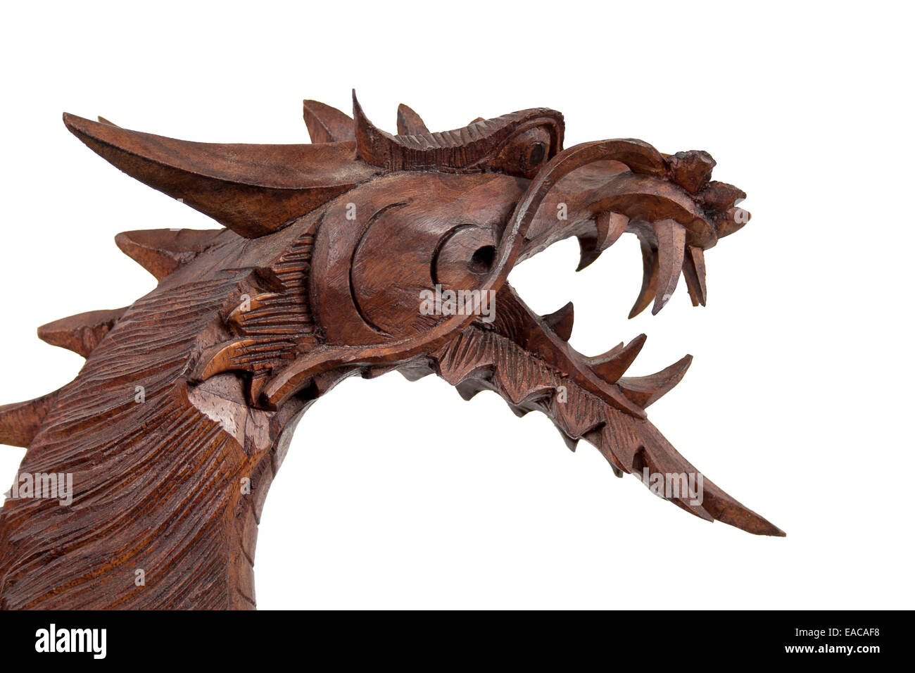 Wood carving dragon Stock Photo