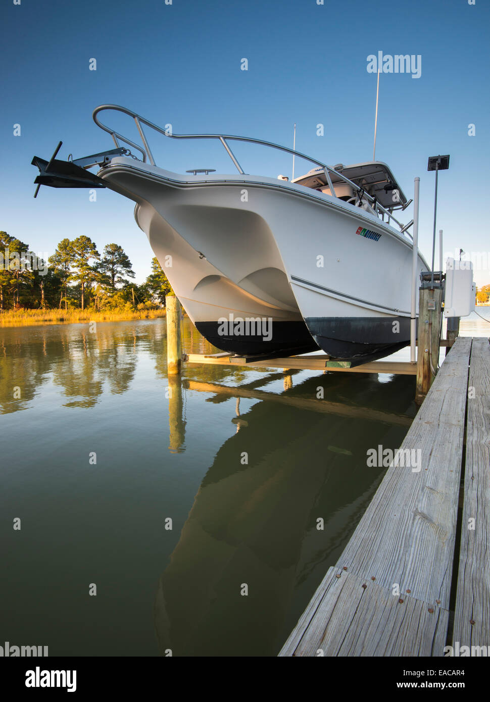 A boat dock in the late afternoon autumn sunshine, Tilghman Island