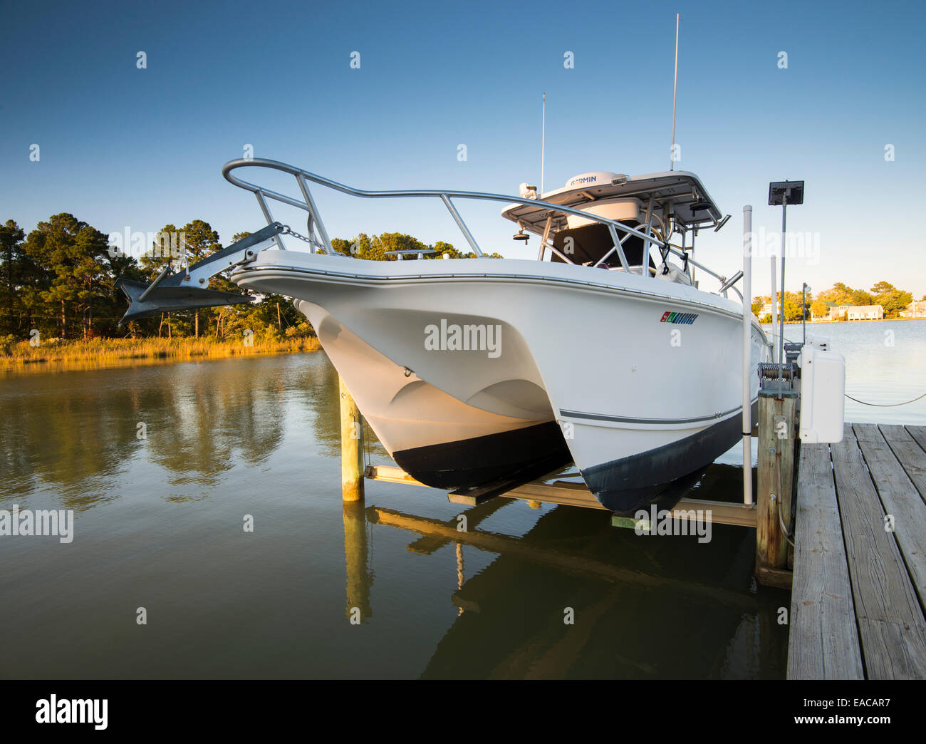 A boat dock in the late afternoon autumn sunshine, Tilghman Island
