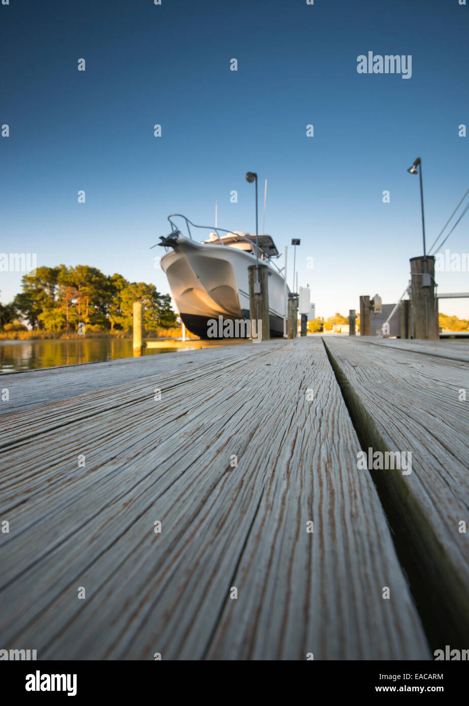 A boat dock in the late afternoon autumn sunshine, Tilghman Island