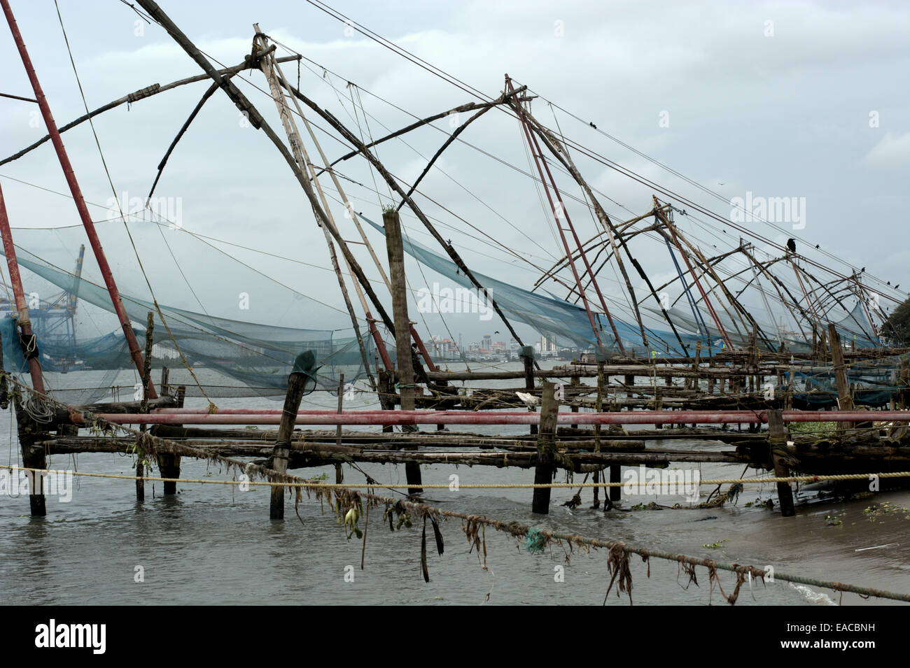 Chinese fishing nets, Fort Kochi (Cochin), Kerala, South India, Asia Stock Photo