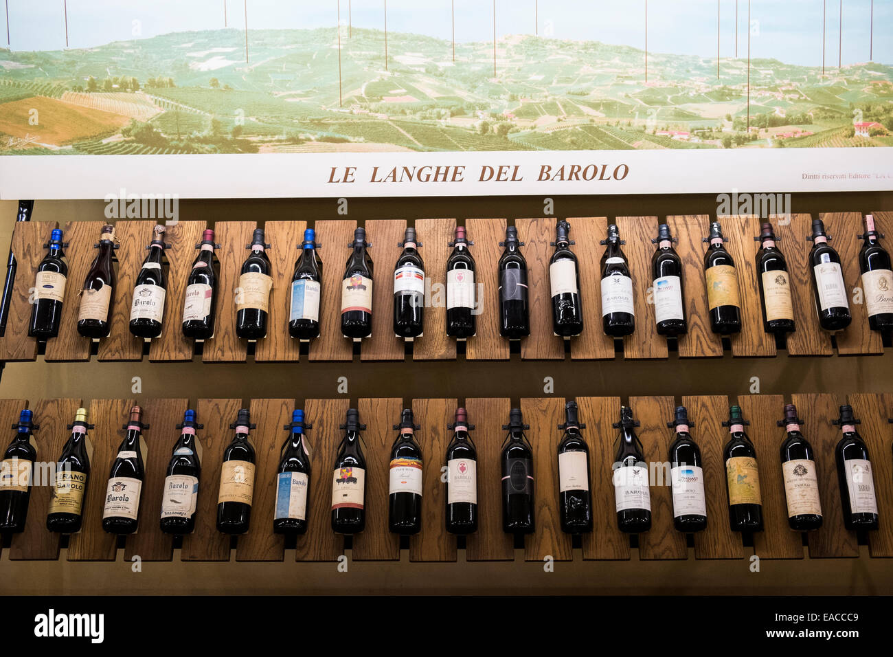 Bottles from wine museum Castello Falletti,Barolo,Langhe,Piemonte,Italy Stock Photo